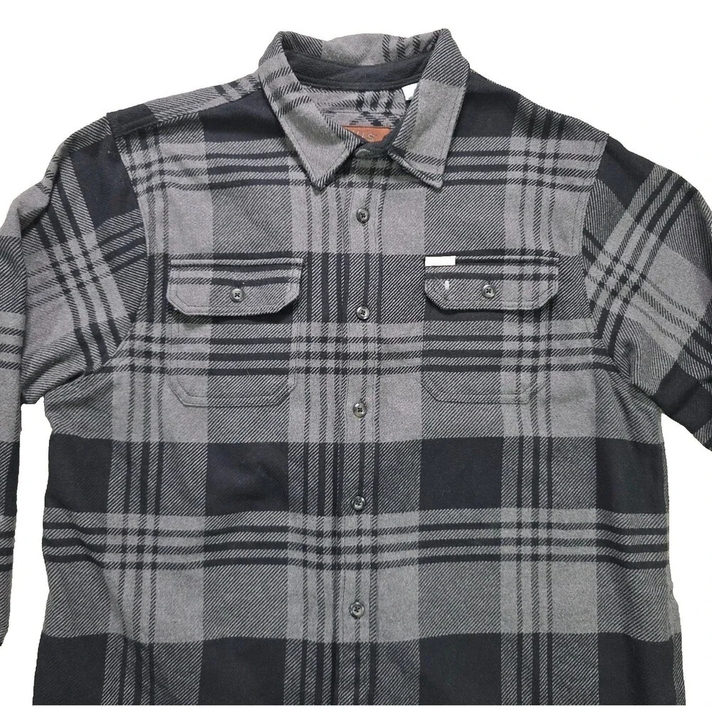 Orvis Gray Black Plaid Big Bear Heavyweight Flannel Long Sleeve Shirt Jacket XL